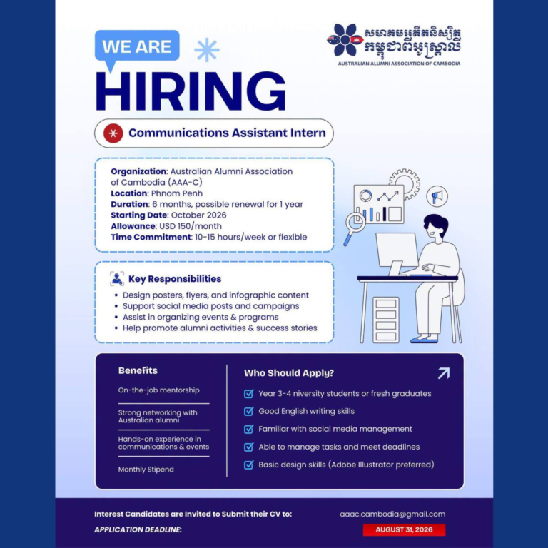 Internship Opportunity with The Australian Alumni Association of Cambodia (AAA-C)